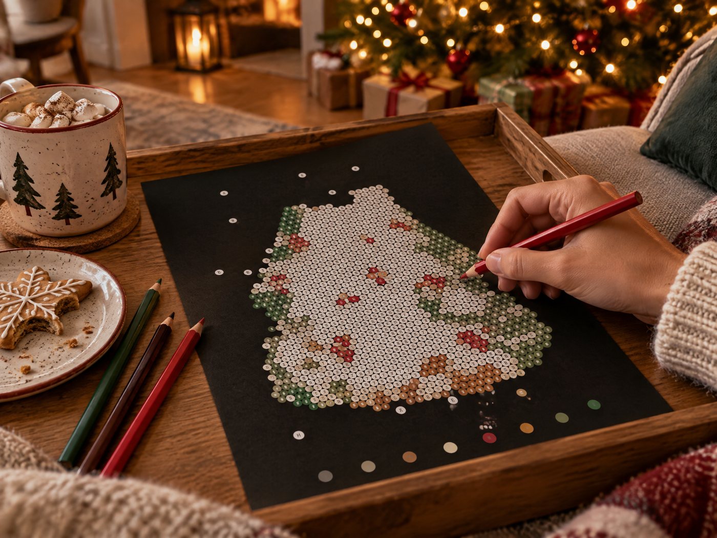 Christmas coloring corner with a mystery color by number page