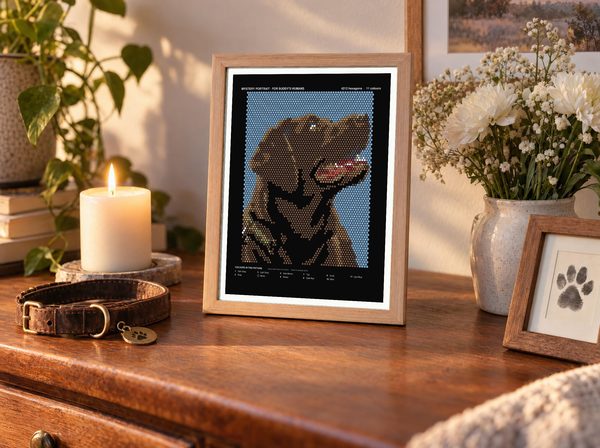 Pet Memorial Color by Number Portrait – Custom Pet Loss Gift from Photo