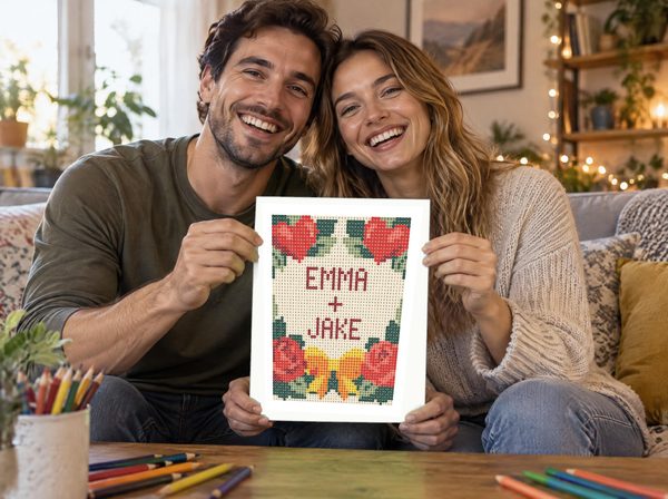 Custom Couple Names Coloring Page – Personalized Anniversary Gift