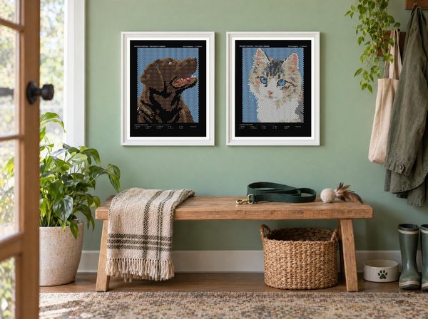 Custom Two Pets Color by Number Portrait – Mystery Coloring Page from Your Photos