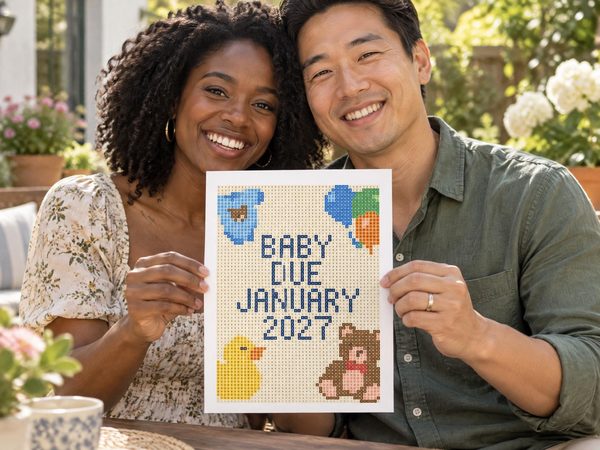 Pregnancy Announcement Coloring Page – Baby Due January 2027 Reveal