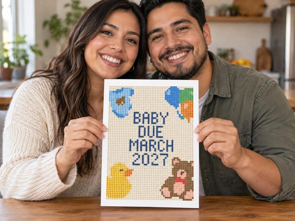 Pregnancy Announcement Coloring Page – Baby Due March 2027 Reveal