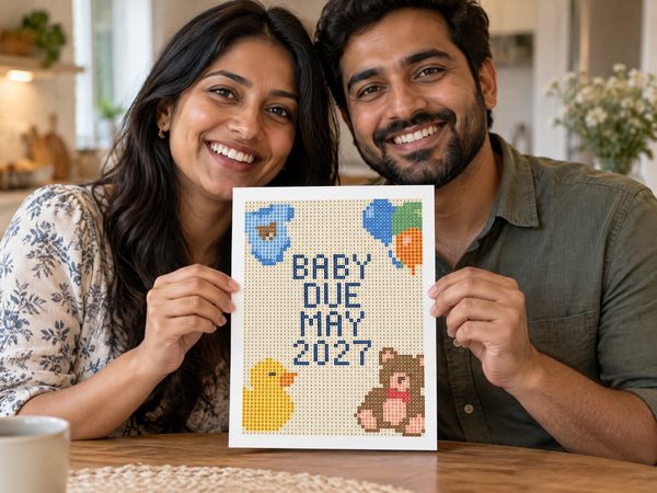 Pregnancy Announcement Coloring Page – Baby Due May 2027 Reveal