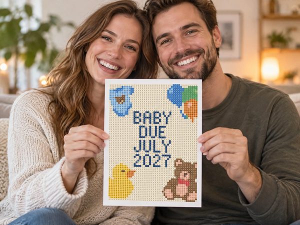 Pregnancy Announcement Coloring Page – Baby Due July 2027 Reveal
