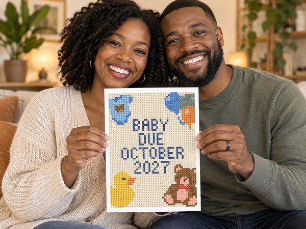 Pregnancy Announcement Coloring Page – Baby Due October 2027 Reveal