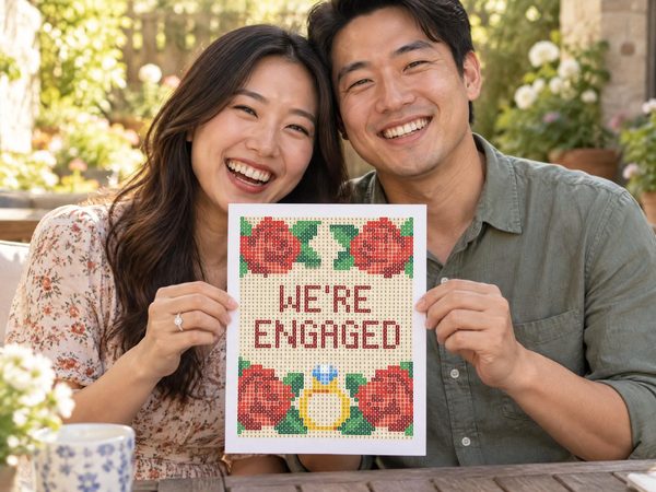 Engagement Announcement Coloring Page – We're Engaged Reveal