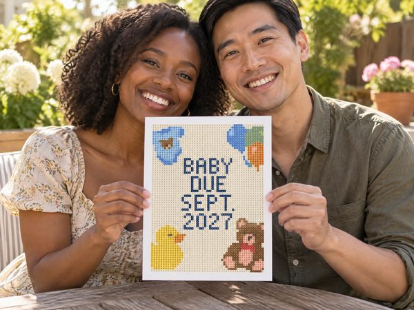 Pregnancy Announcement Coloring Page – Baby Due September 2027 Reveal