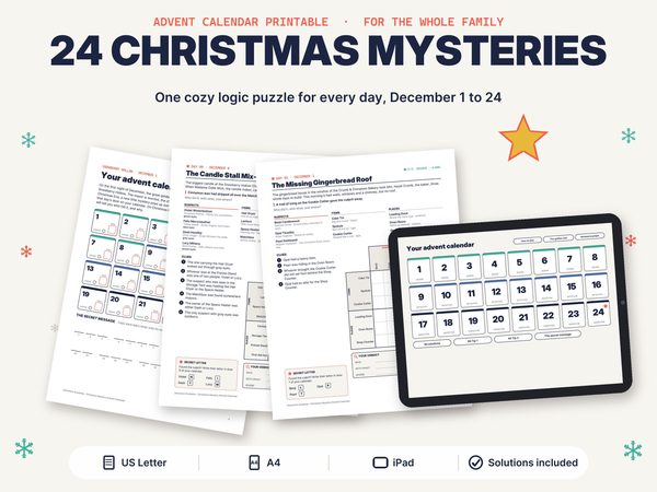 Mystery Advent Calendar for Kids – Christmas Logic Puzzles Printable