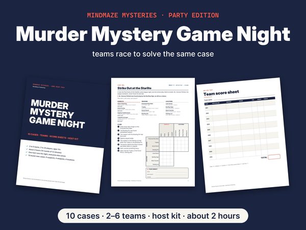 Murder Mystery Party Game Night – 10 Detective Puzzles for Teams