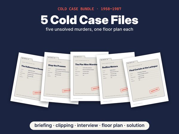 Cold Case Files Bundle – 5 Detective Case Files Printable