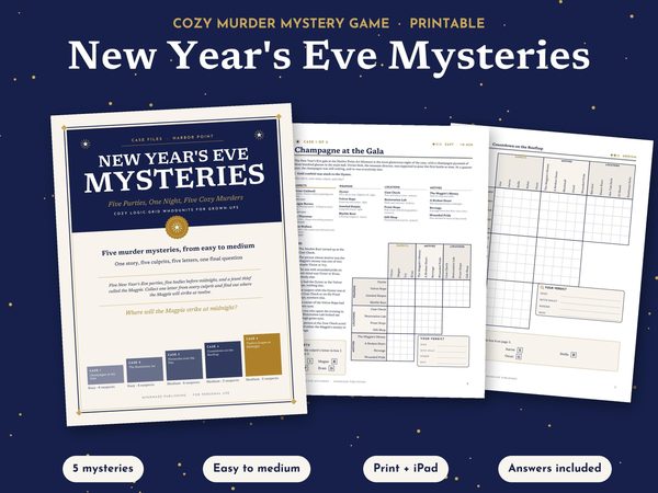New Years Eve Party Game Printable – Murder Mystery for Adults