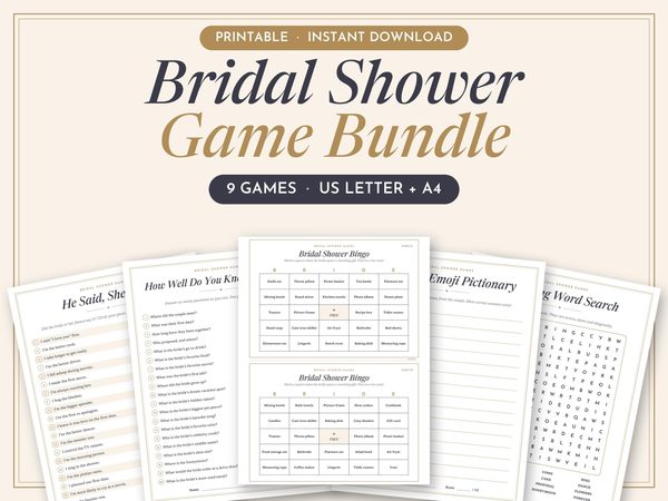 Bridal Shower Game Bundle – 9 Printable Games
