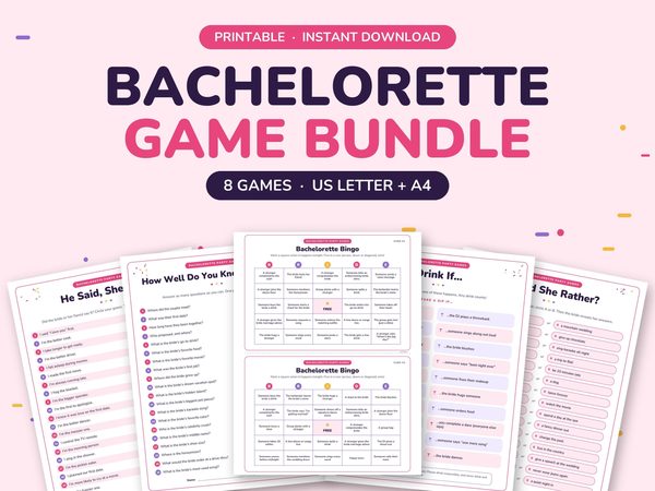 Bachelorette Game Bundle – 8 Printable Party Activities