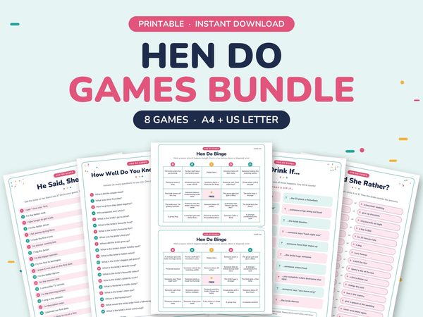 Hen Do Games Bundle – 8 Printable Party Games