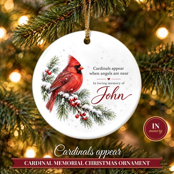 Cardinal Memorial Ornament – Cardinals Appear When Angels Are Near