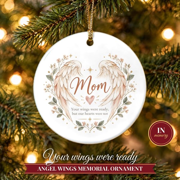 Mom Memorial Ornament – Angel Wings In Loving Memory Christmas Keepsake