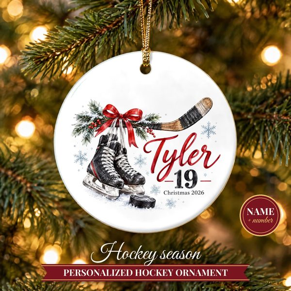 Hockey Ornament Christmas 2026 – Ice Hockey Player Gift