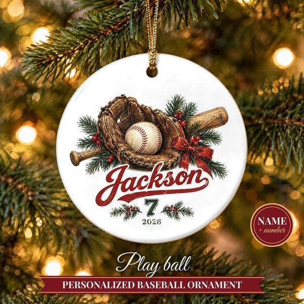 Baseball Ornament Christmas 2026 – Baseball Player Gift