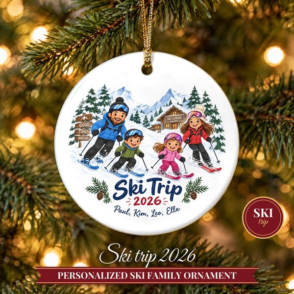 Ski Ornament Christmas 2026 – Skiing Family Trip Keepsake
