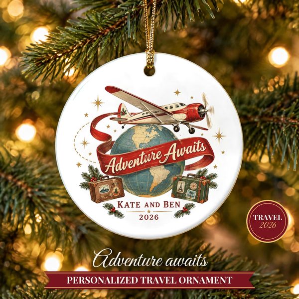 Travel Ornament Christmas 2026 – Adventure Awaits Gift