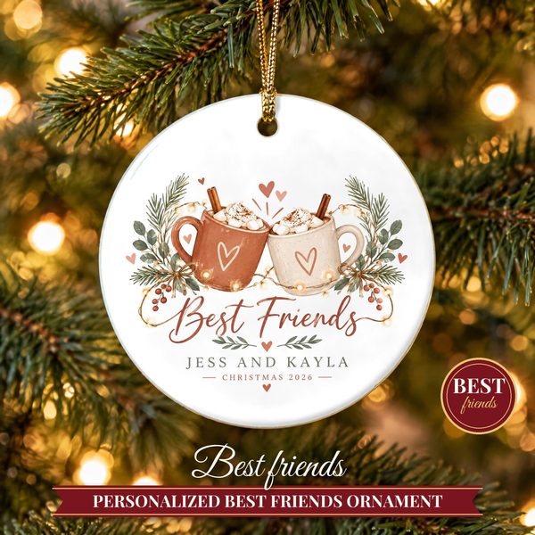 Best Friend Ornament Christmas 2026 – Besties Two Names Keepsake